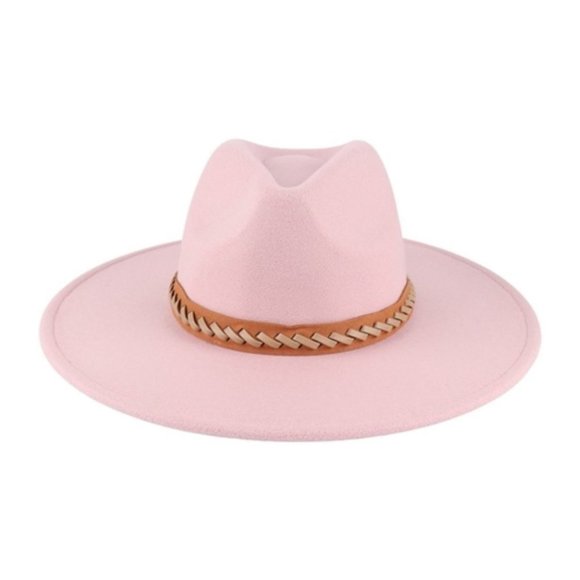 Pink Blush Wide Brim felt Hat - Picture 2 of 3